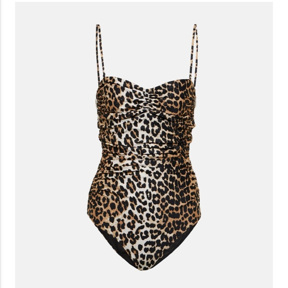 GANNI Leopard Print One Piece Swimsuit